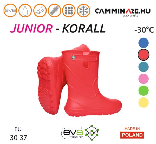 Camminare – Junior gumicsizma kivehető béléssel KORALL (-30°C)