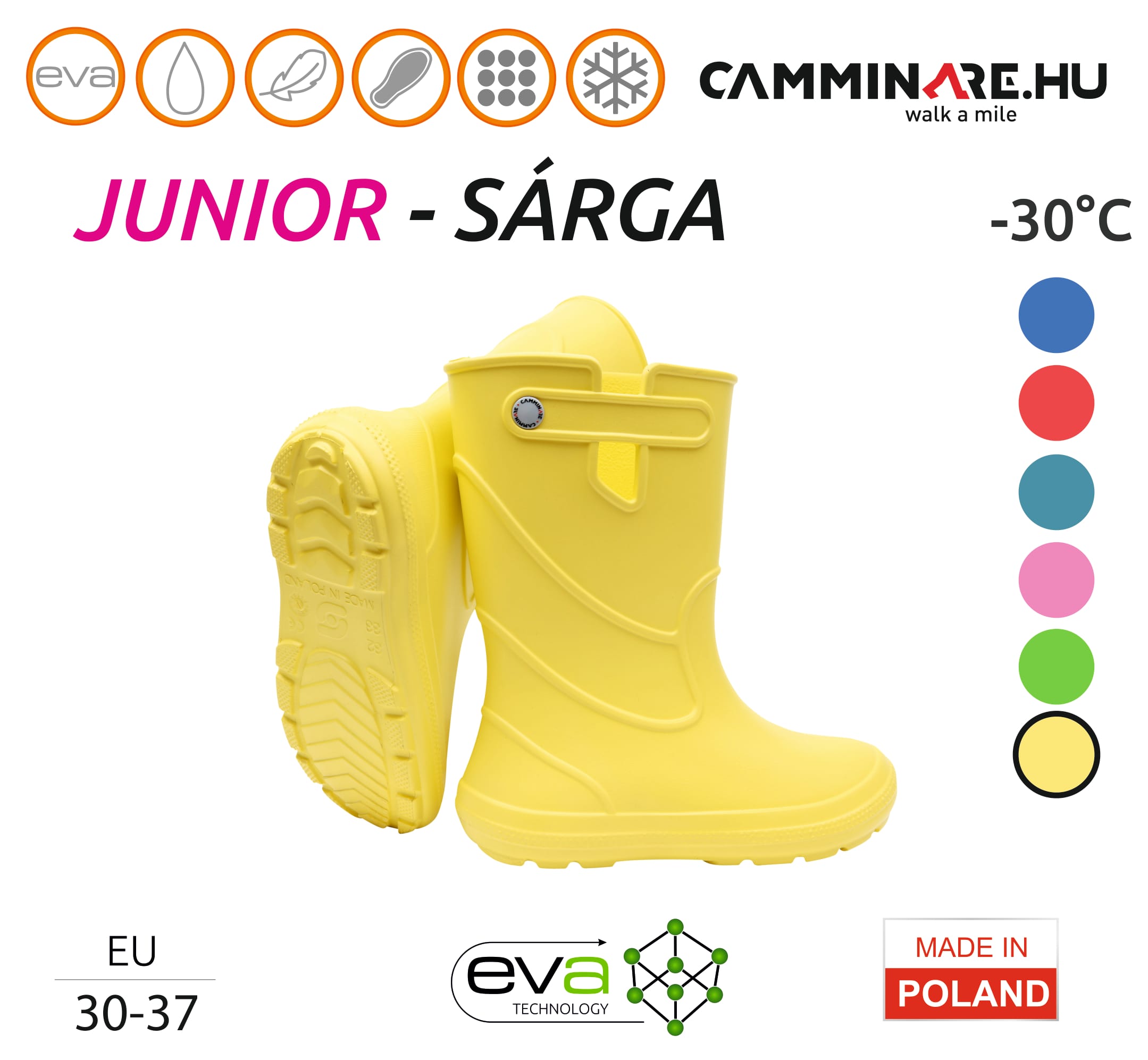 Camminare – Junior gumicsizma kivehető béléssel SÁRGA (-30°C) - Image 2
