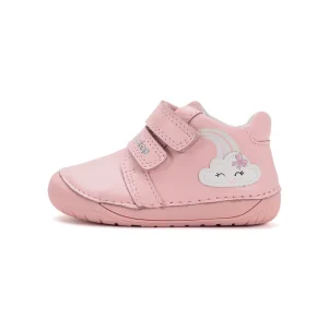 Rózsaszín DD Step barefoot babacipő szivárvány mintával