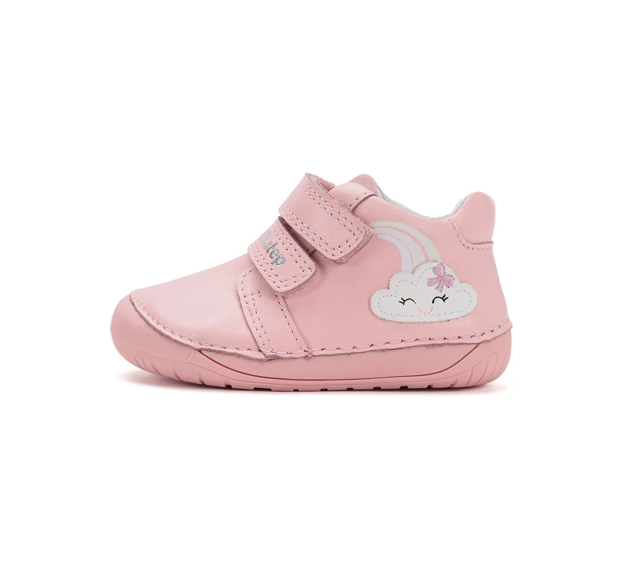 Rózsaszín DD Step barefoot babacipő szivárvány mintával