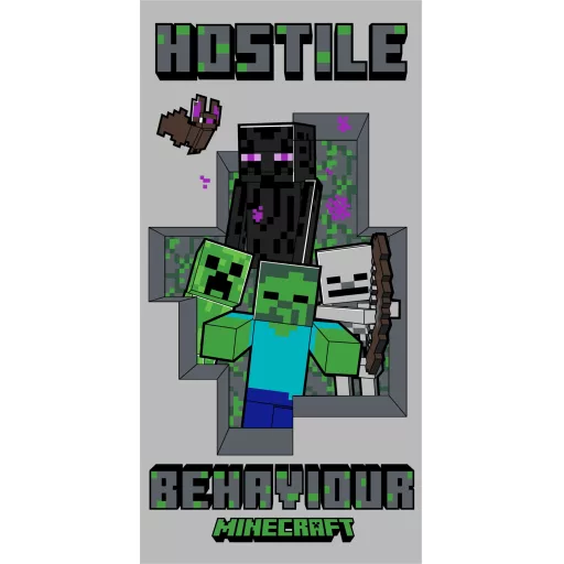 Minecraft Hostile Behaviour fürdőlepedő, strand törölköző 70×140 cm