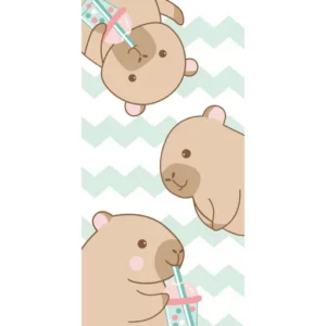 Capybarák bubble teát szürcsölnek törölköző