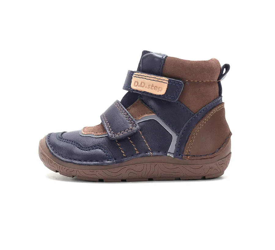 DD Step barefoot fiú bélelt bőrcipő – fekete-barna